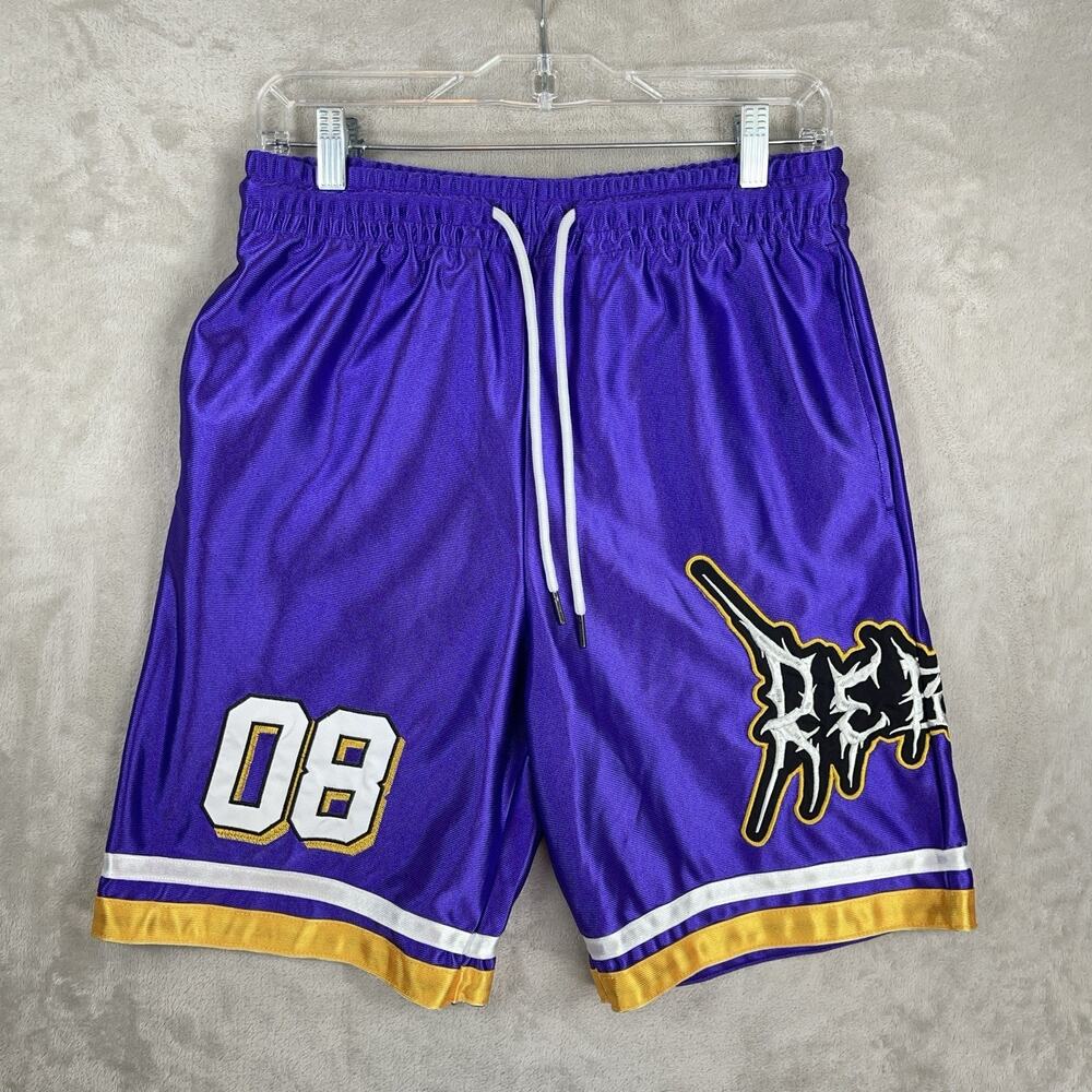 Rebel Vengeance Basketball Dazzle Shorts Men's Small Lakers 08 Skull Streetwear